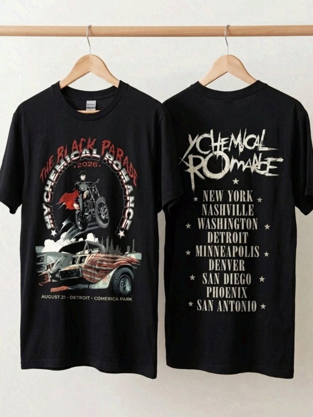 My Chemical Romance Detroit MI Tour 2026 T-Shirt Reprint